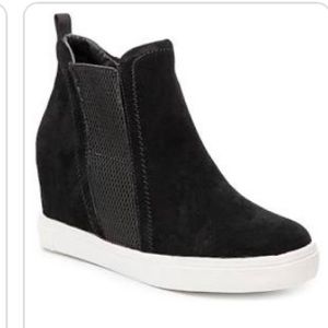 Steve Madden Black Suede Leii Wedge Sneakers